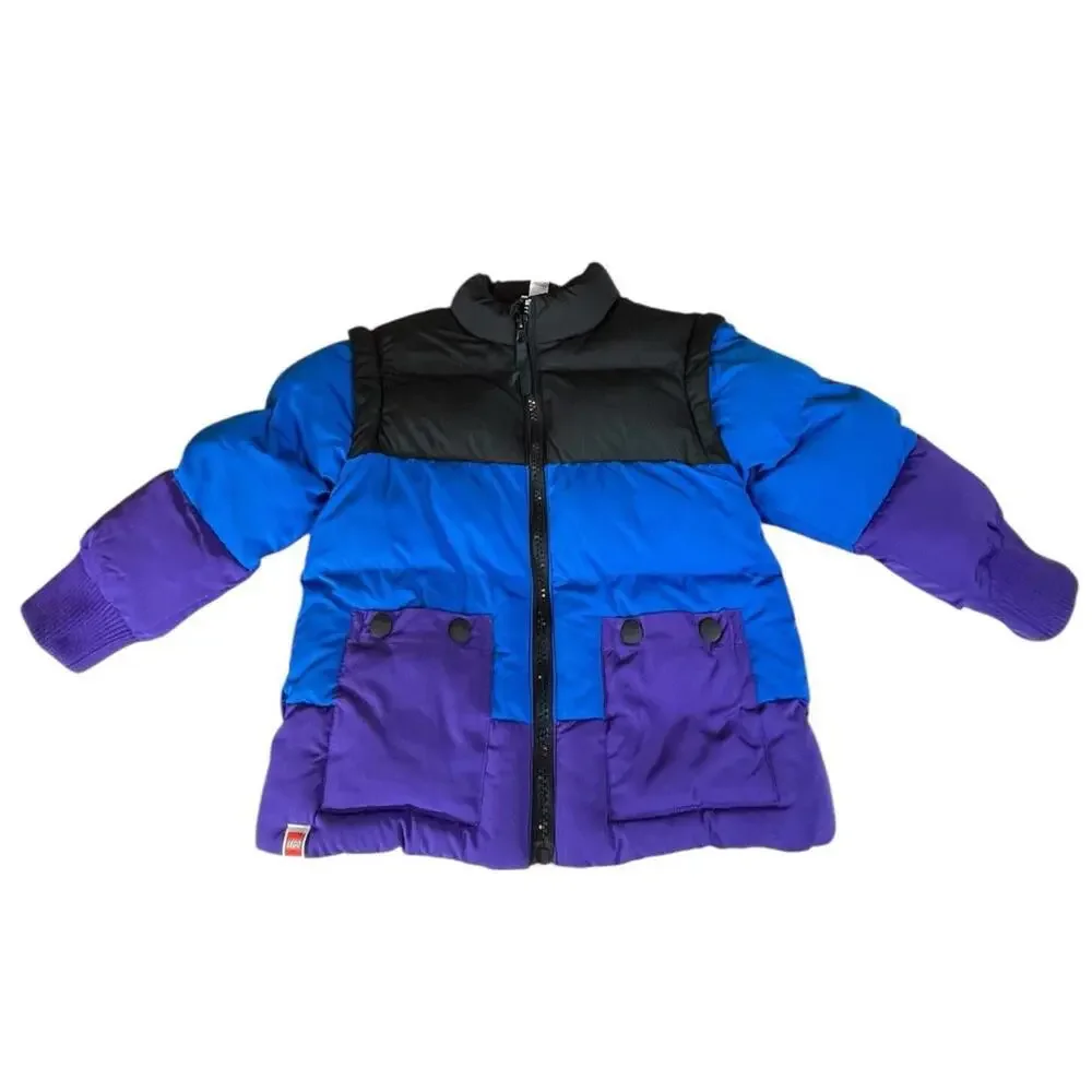 LEGO x Target Toddler 3T Puffer Jacket Vest‎ Convertible Black Blue Purple EUC